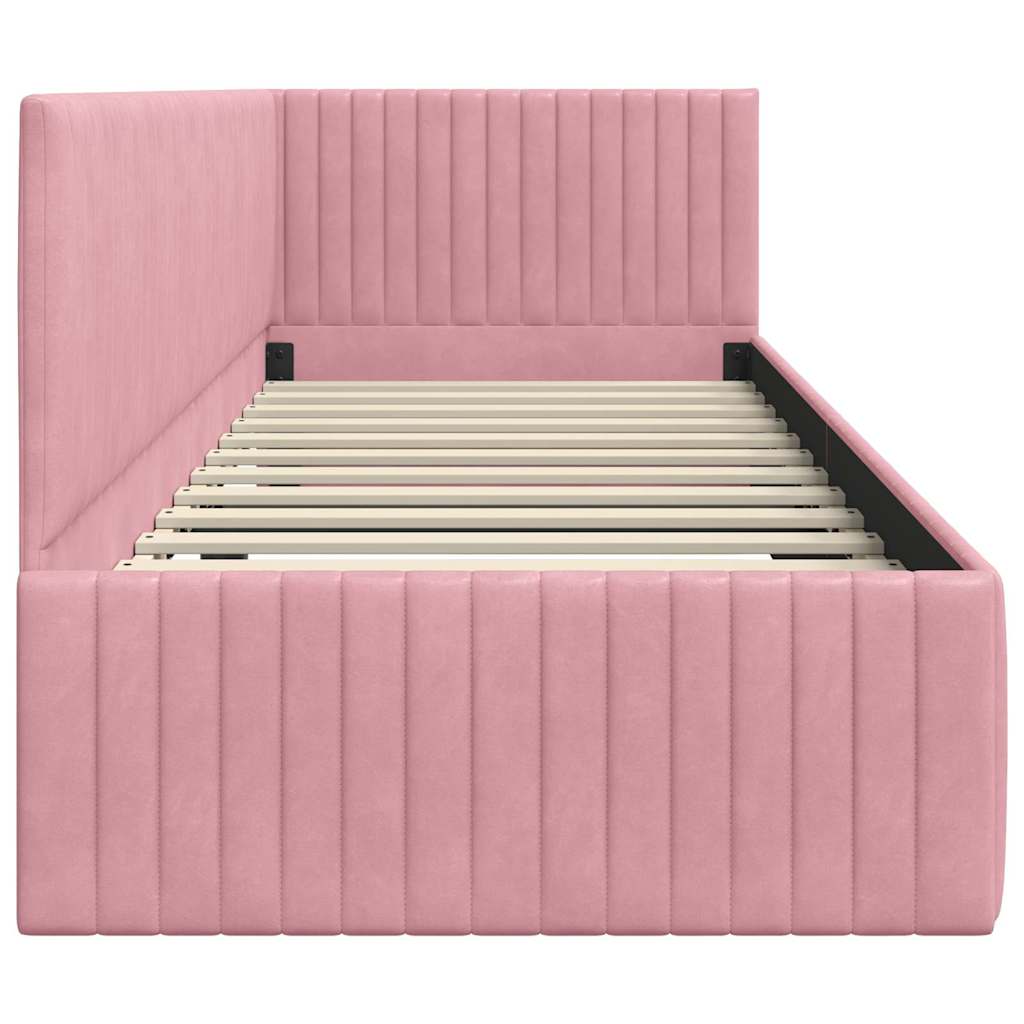Cornice del letto ad angolo Rosa 80 cm x 200 cm Velluto | homemem39