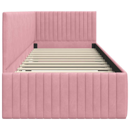 Cornice del letto ad angolo Rosa 80 cm x 200 cm Velluto | homemem39