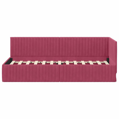 Cornice del letto ad angolo Rosso Vino 80 cm x 200 cm Velluto | homemem39