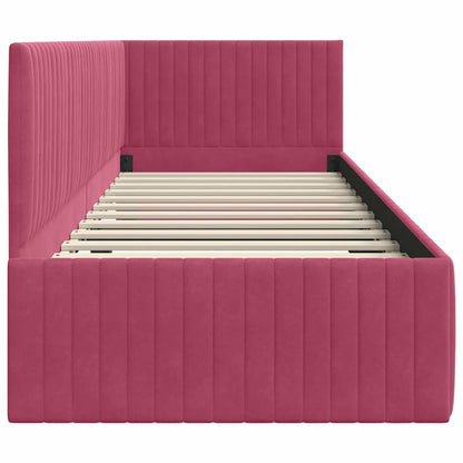 Cornice del letto ad angolo Rosso Vino 80 cm x 200 cm Velluto | homemem39