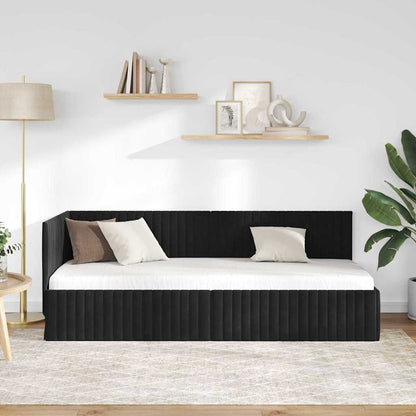 Cornice del letto ad angolo Nero 80 cm x 200 cm Velluto | homemem39