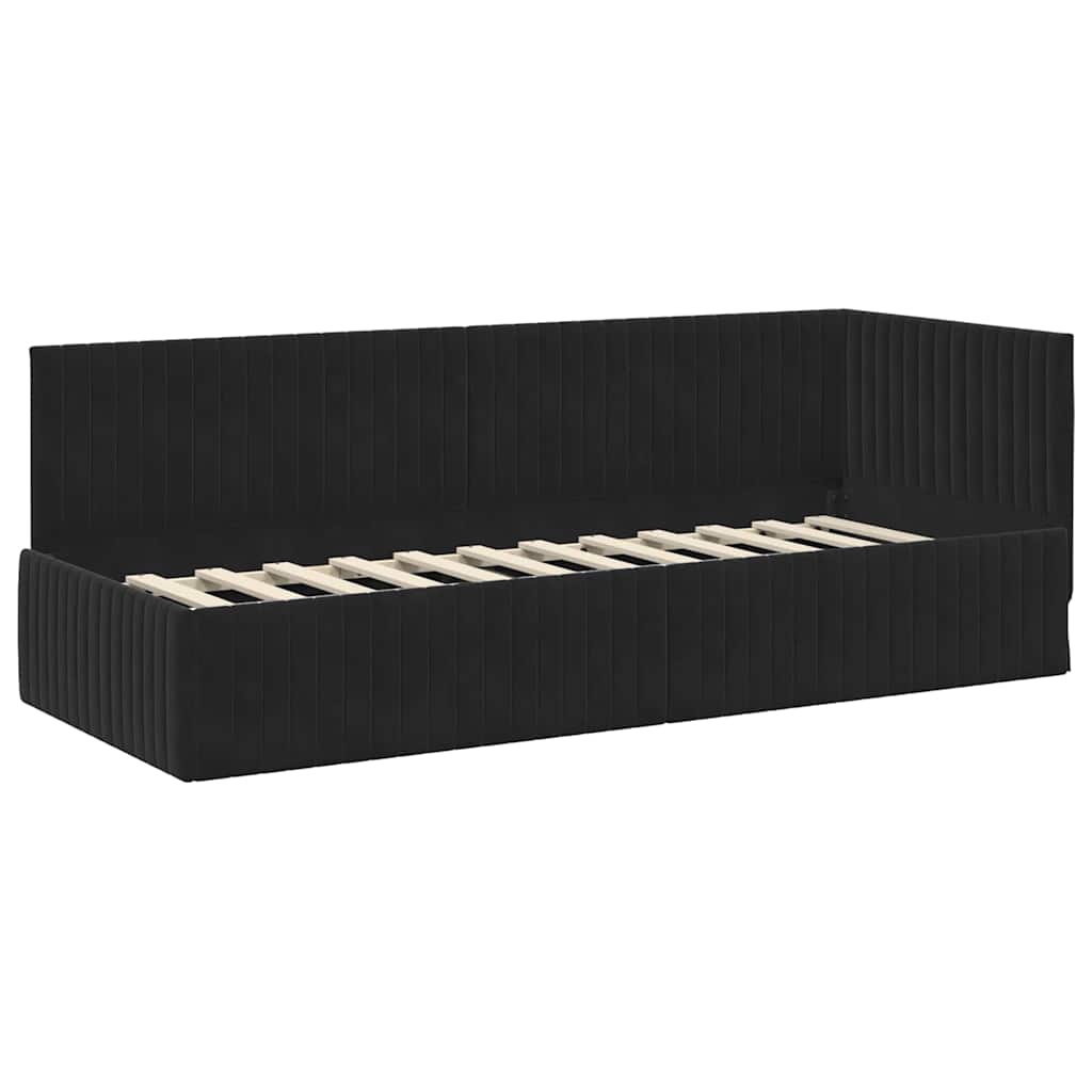 Cornice del letto ad angolo Nero 80 cm x 200 cm Velluto | homemem39