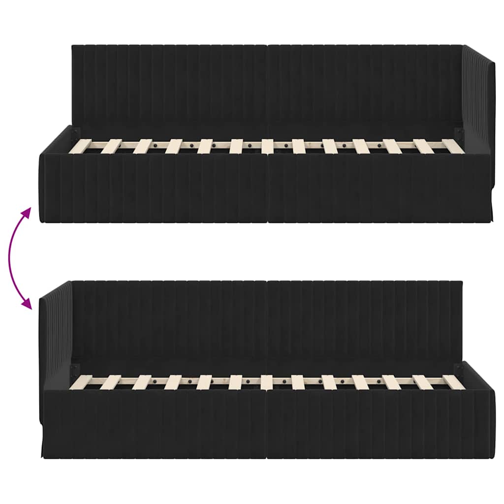 Cornice del letto ad angolo Nero 80 cm x 200 cm Velluto | homemem39