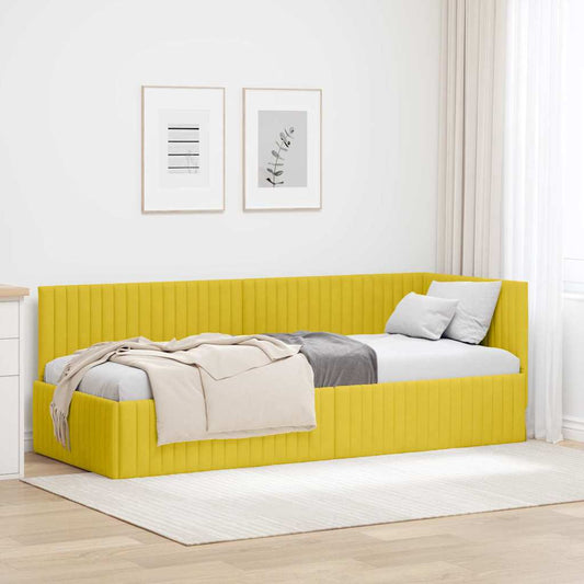 Cornice del letto ad angolo Giallo 80 cm x 200 cm Velluto | homemem39