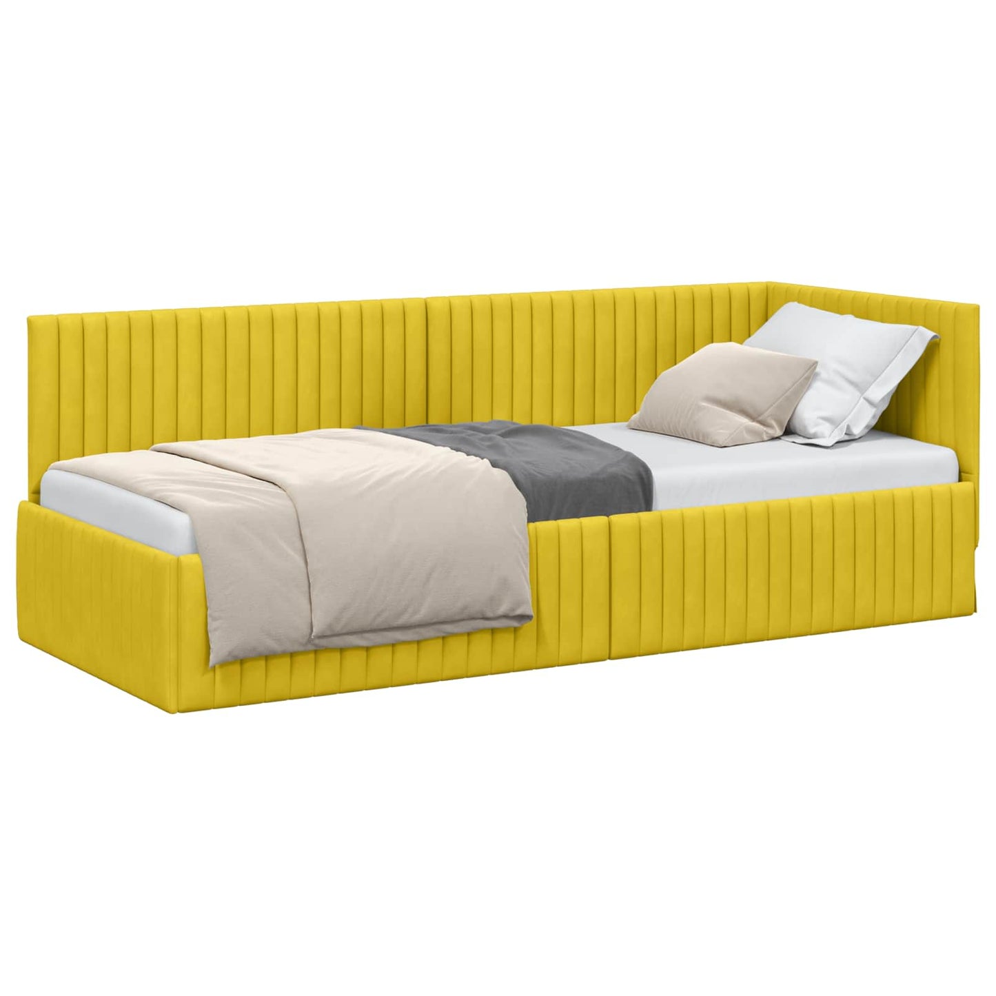 Cornice del letto ad angolo Giallo 80 cm x 200 cm Velluto | homemem39
