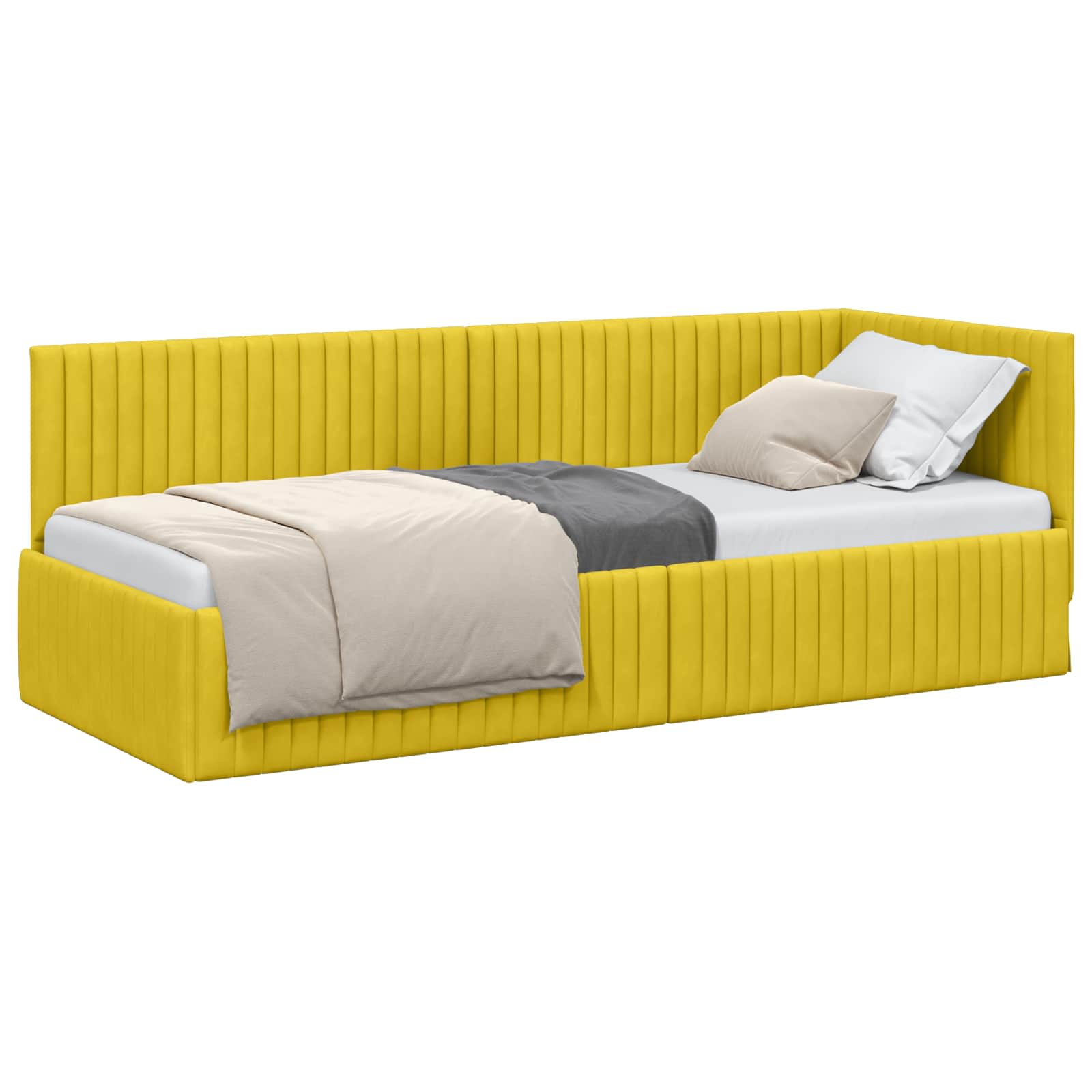 Cornice del letto ad angolo Giallo 80 cm x 200 cm Velluto | homemem39