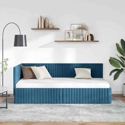 Cornice del letto ad angolo Blu 90 cm x 190 cm Velluto | homemem39