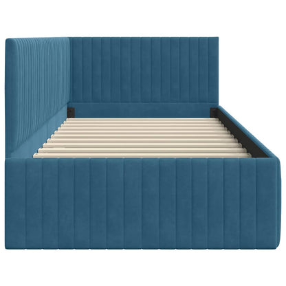 Cornice del letto ad angolo Blu 90 cm x 190 cm Velluto | homemem39