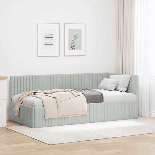 Cornice del letto ad angolo Grigio chiaro 90 cm x 190 cm | homemem39
