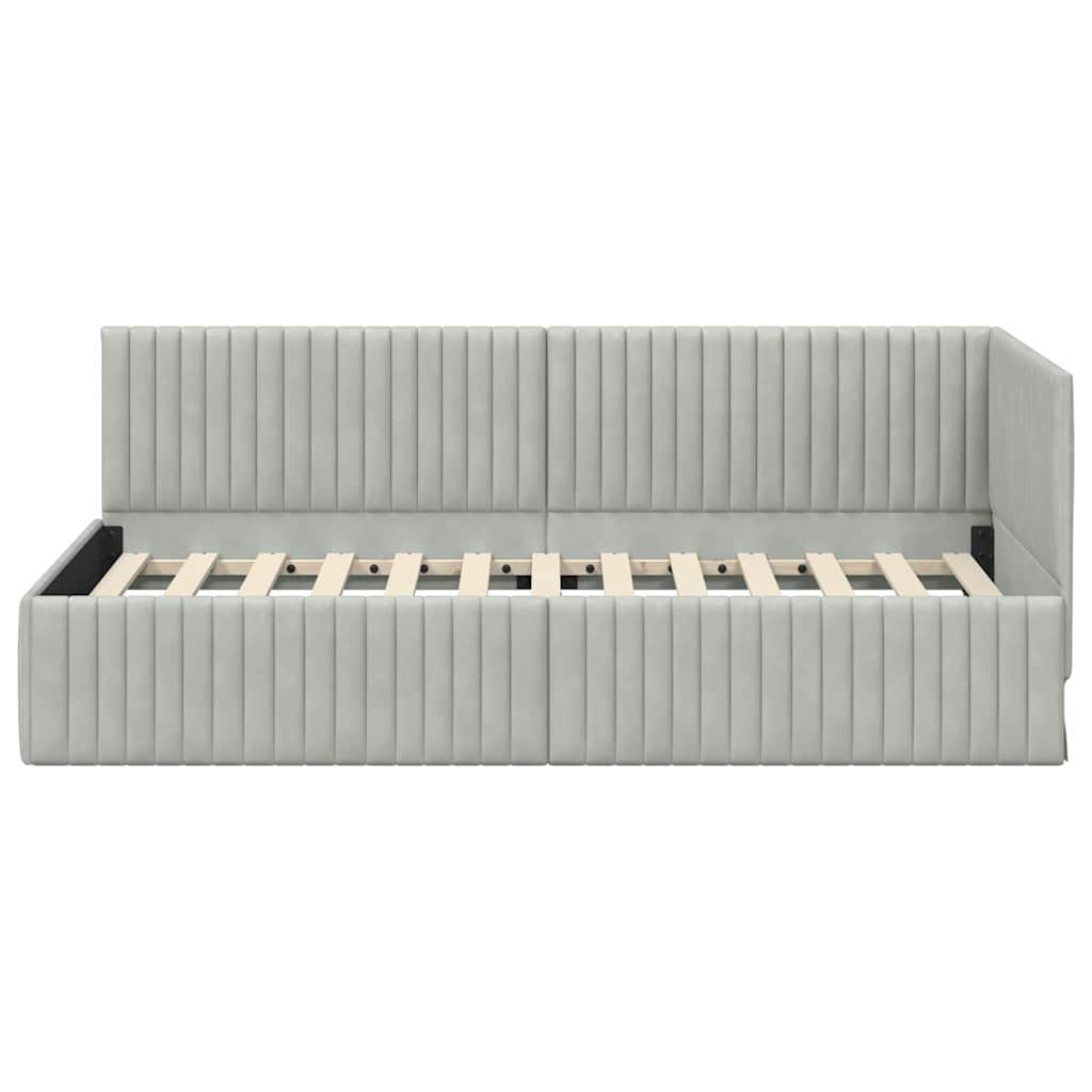 Cornice del letto ad angolo Grigio chiaro 90 cm x 190 cm | homemem39