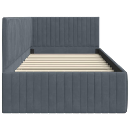 Cornice del letto ad angolo Grigio scuro 90 cm x 190 cm Velluto | homemem39