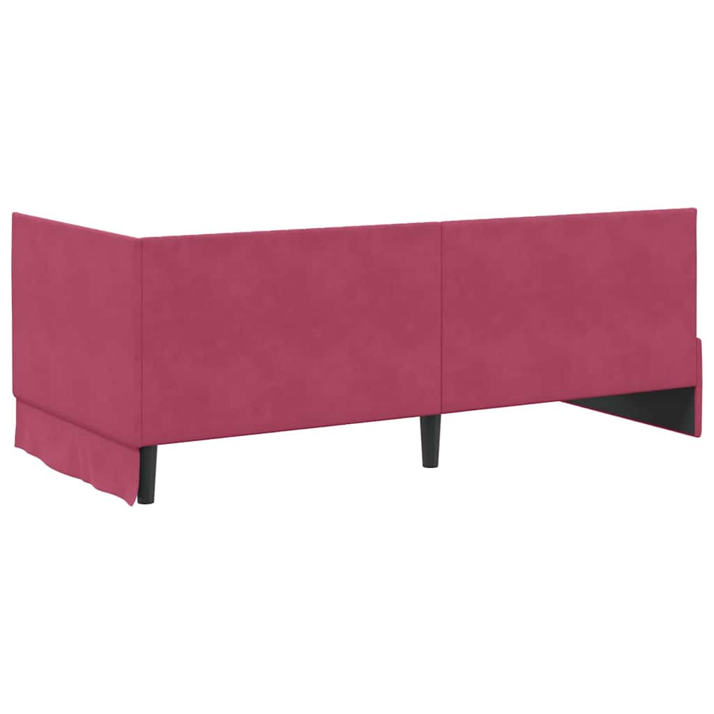 Cornice del letto ad angolo Rosso Vino 90 cm x 190 cm Velluto | homemem39
