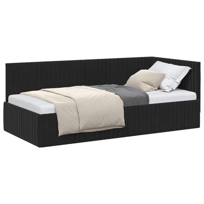 Cornice del letto ad angolo Nero 90 cm x 190 cm Velluto | homemem39