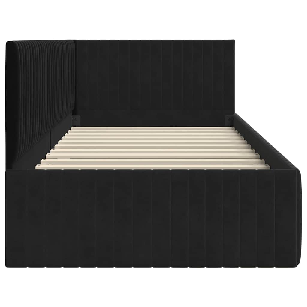 Cornice del letto ad angolo Nero 90 cm x 190 cm Velluto | homemem39