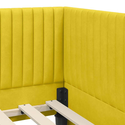 Cornice del letto ad angolo Giallo 90 cm x 190 cm Velluto | homemem39