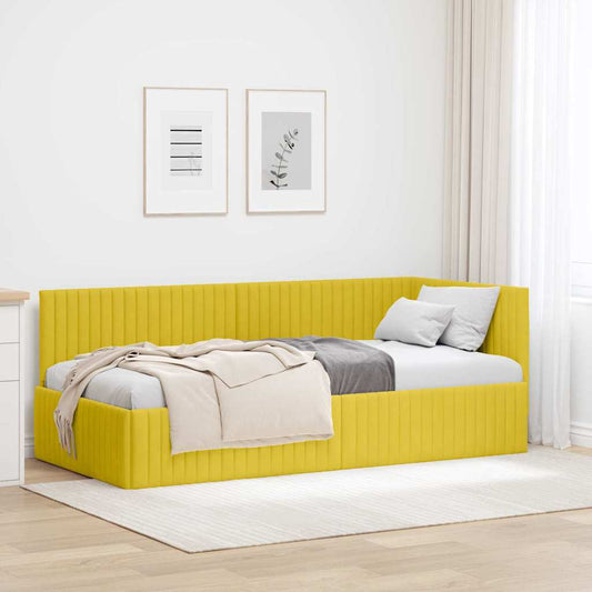 Cornice del letto ad angolo Giallo 90 cm x 190 cm Velluto | homemem39