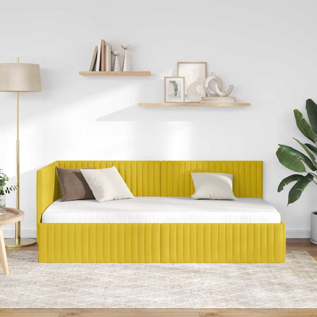 Cornice del letto ad angolo Giallo 90 cm x 190 cm Velluto | homemem39