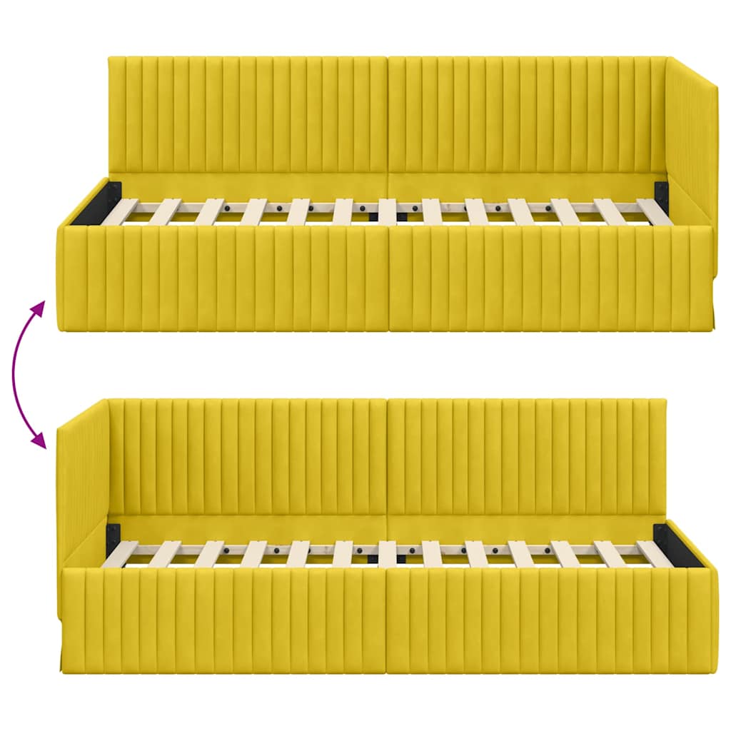 Cornice del letto ad angolo Giallo 90 cm x 190 cm Velluto | homemem39