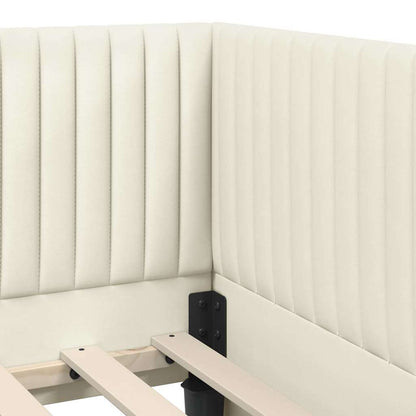 Cornice del letto ad angolo Crema 90 cm x 190 cm Velluto | homemem39