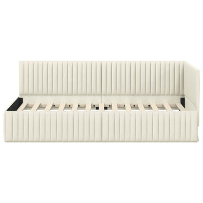 Cornice del letto ad angolo Crema 90 cm x 190 cm Velluto | homemem39