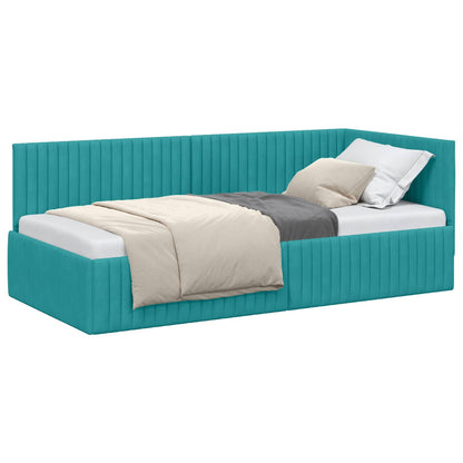 Cornice del letto ad angolo Turchese 90 cm x 190 cm Velluto | homemem39