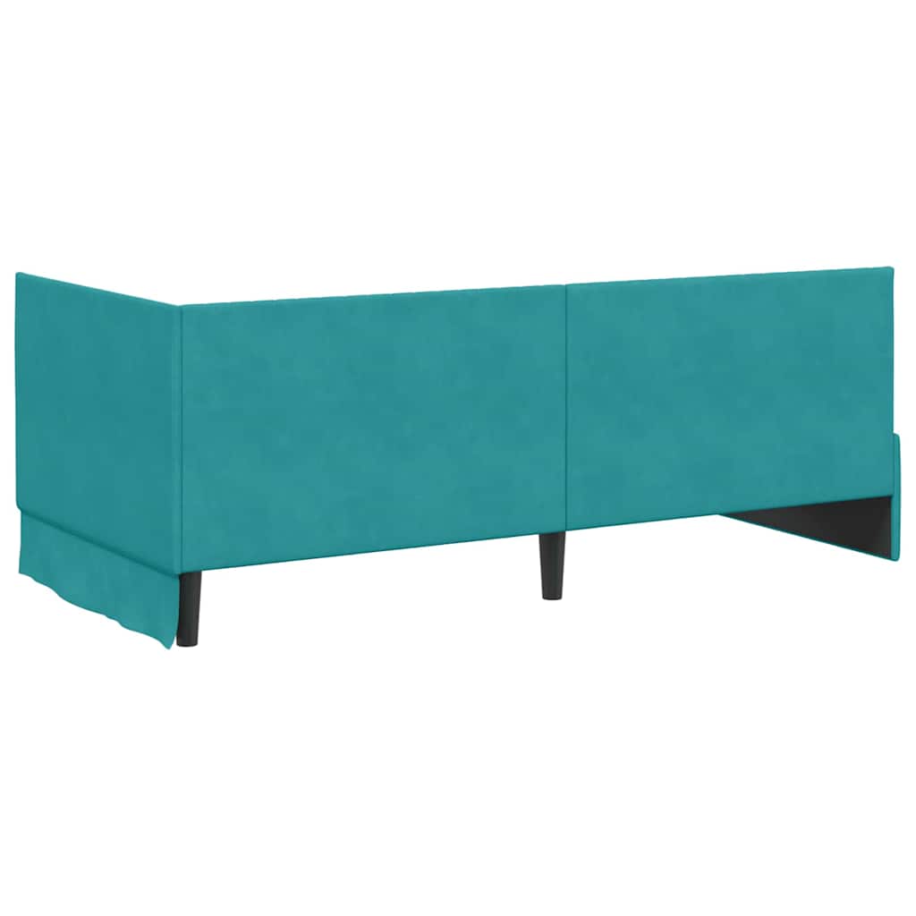 Cornice del letto ad angolo Turchese 90 cm x 190 cm Velluto | homemem39
