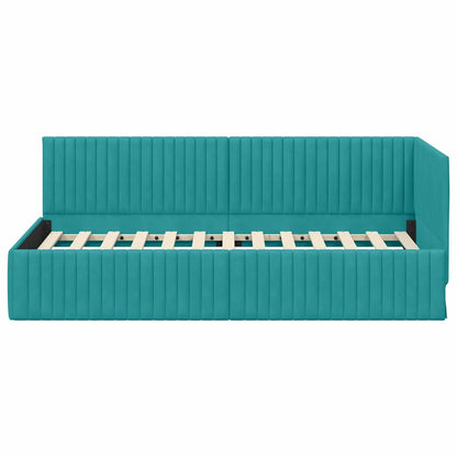 Cornice del letto ad angolo Turchese 90 cm x 190 cm Velluto | homemem39