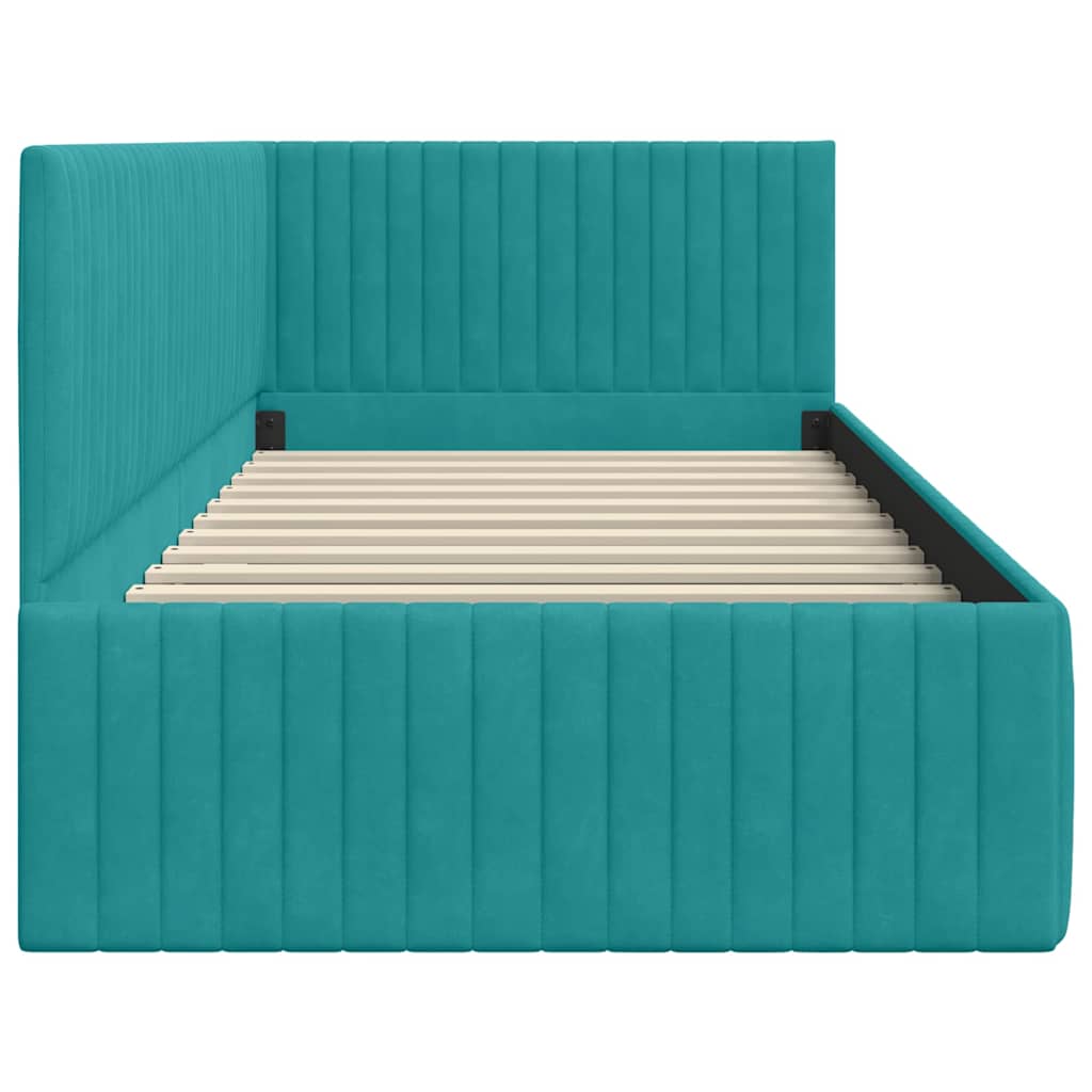 Cornice del letto ad angolo Turchese 90 cm x 190 cm Velluto | homemem39