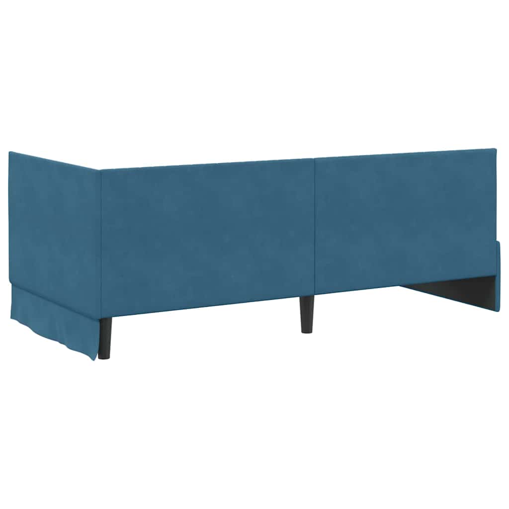 Cornice del letto ad angolo Blu 90 cm x 200 cm Velluto | homemem39