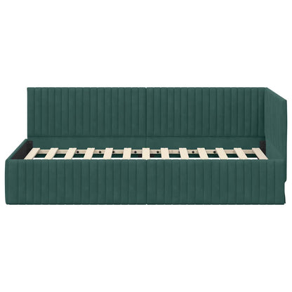 Cornice del letto ad angolo Verde Scuro 90 cm x 200 cm Velluto | homemem39