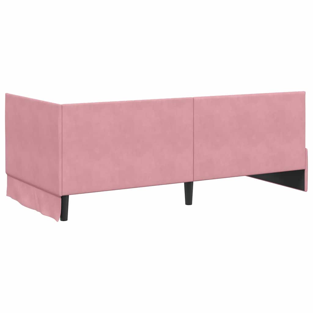 Cornice del letto ad angolo Rosa 90 cm x 200 cm Velluto | homemem39