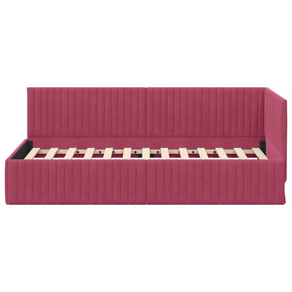 Cornice del letto ad angolo Rosso Vino 90 cm x 200 cm Velluto | homemem39
