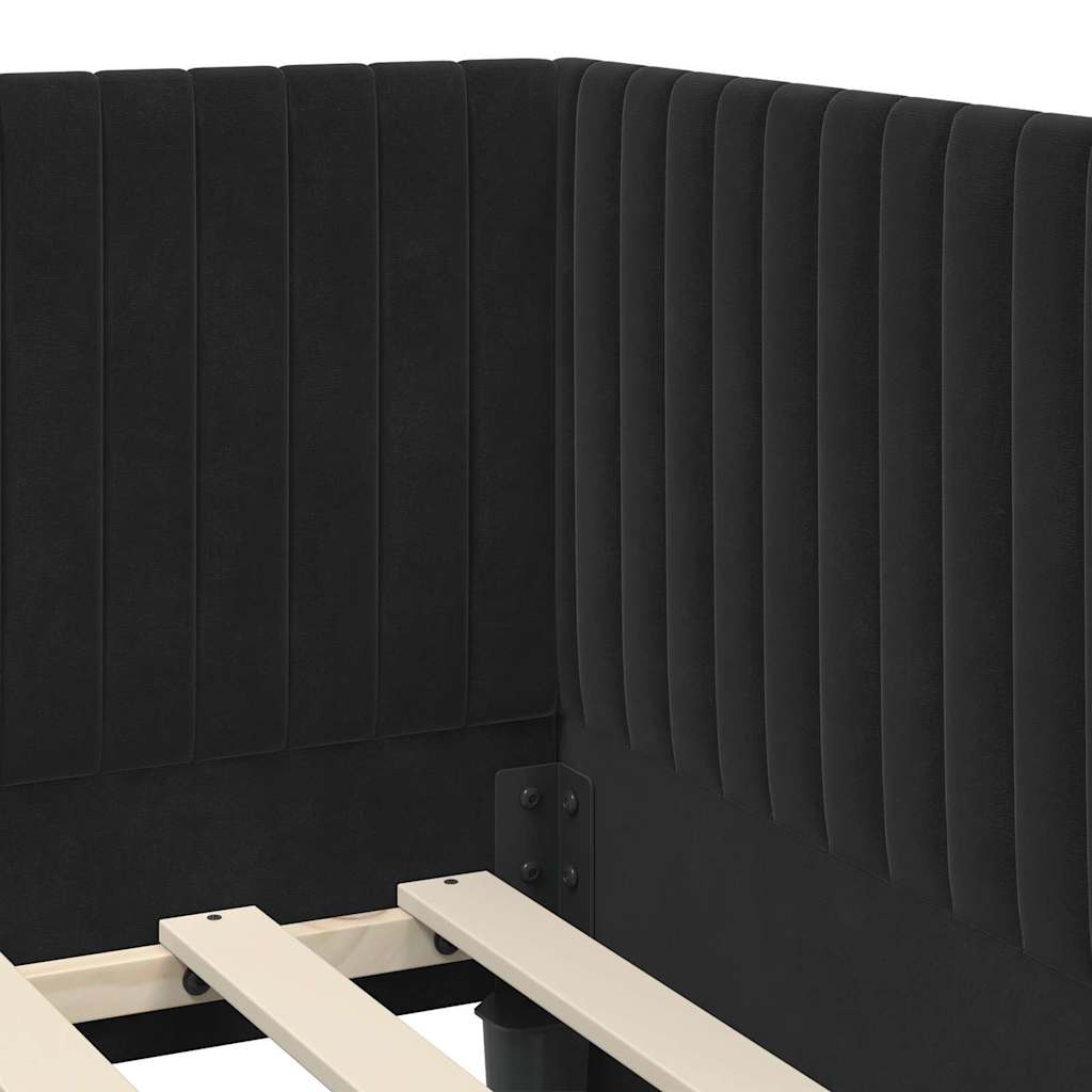 Cornice del letto ad angolo Nero 90 cm x 200 cm Velluto | homemem39