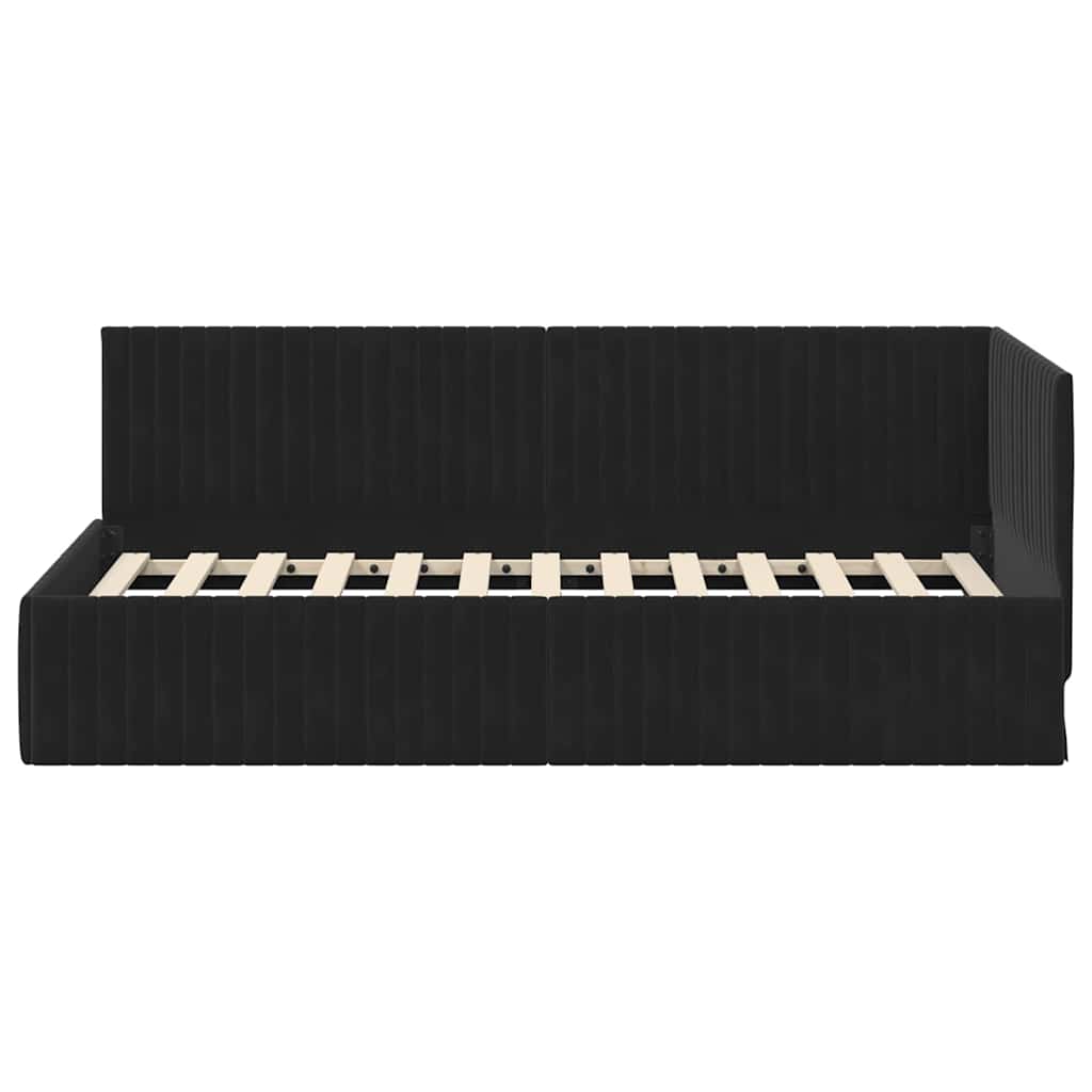 Cornice del letto ad angolo Nero 90 cm x 200 cm Velluto | homemem39