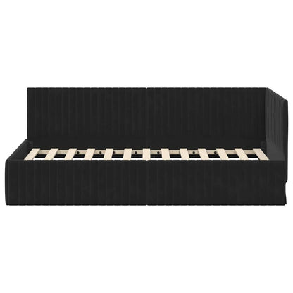 Cornice del letto ad angolo Nero 90 cm x 200 cm Velluto | homemem39