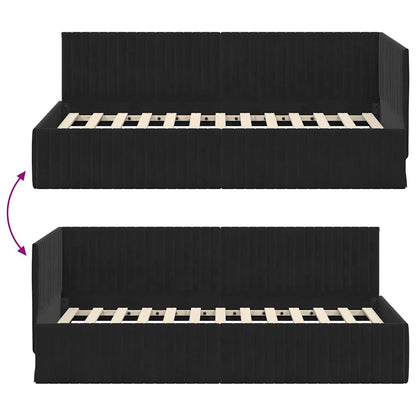 Cornice del letto ad angolo Nero 90 cm x 200 cm Velluto | homemem39
