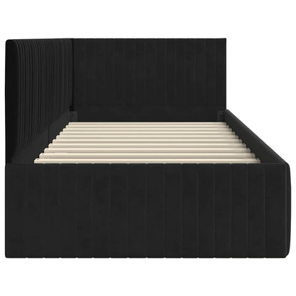 Cornice del letto ad angolo Nero 90 cm x 200 cm Velluto | homemem39