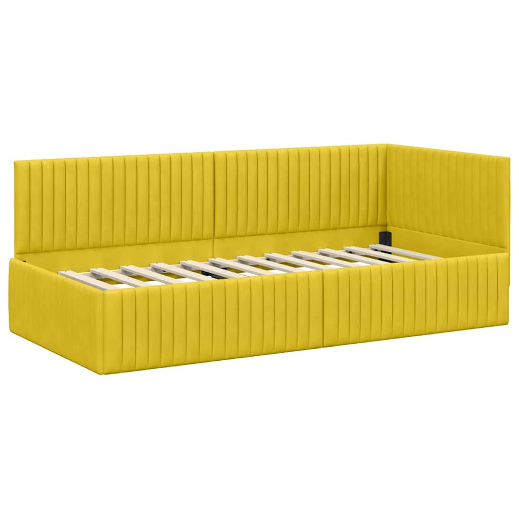 Cornice del letto ad angolo Giallo 90 cm x 200 cm Velluto | homemem39