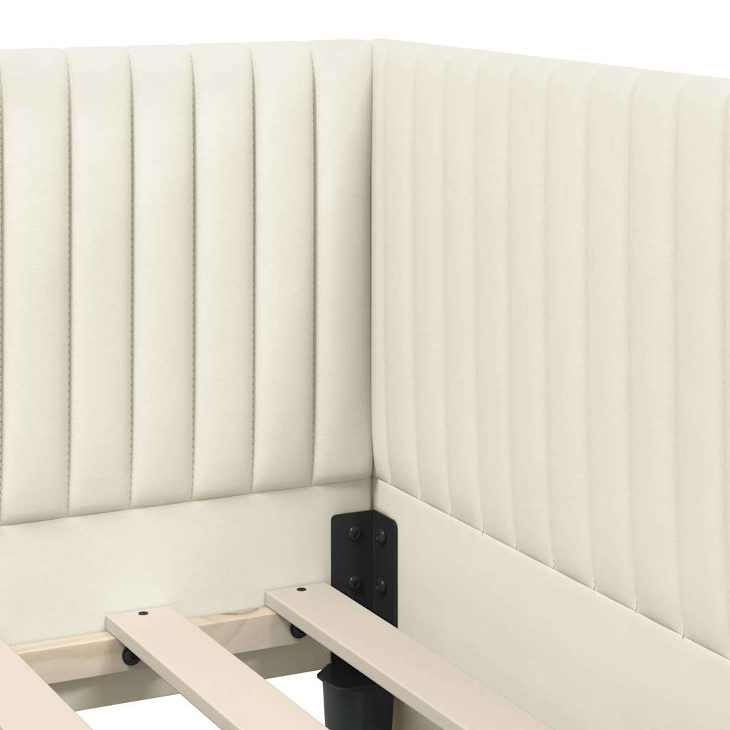 Cornice del letto ad angolo Crema 90 cm x 200 cm Velluto | homemem39