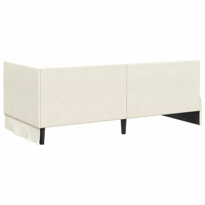 Cornice del letto ad angolo Crema 90 cm x 200 cm Velluto | homemem39