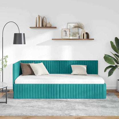 Cornice del letto ad angolo Turchese 90 cm x 200 cm Velluto | homemem39