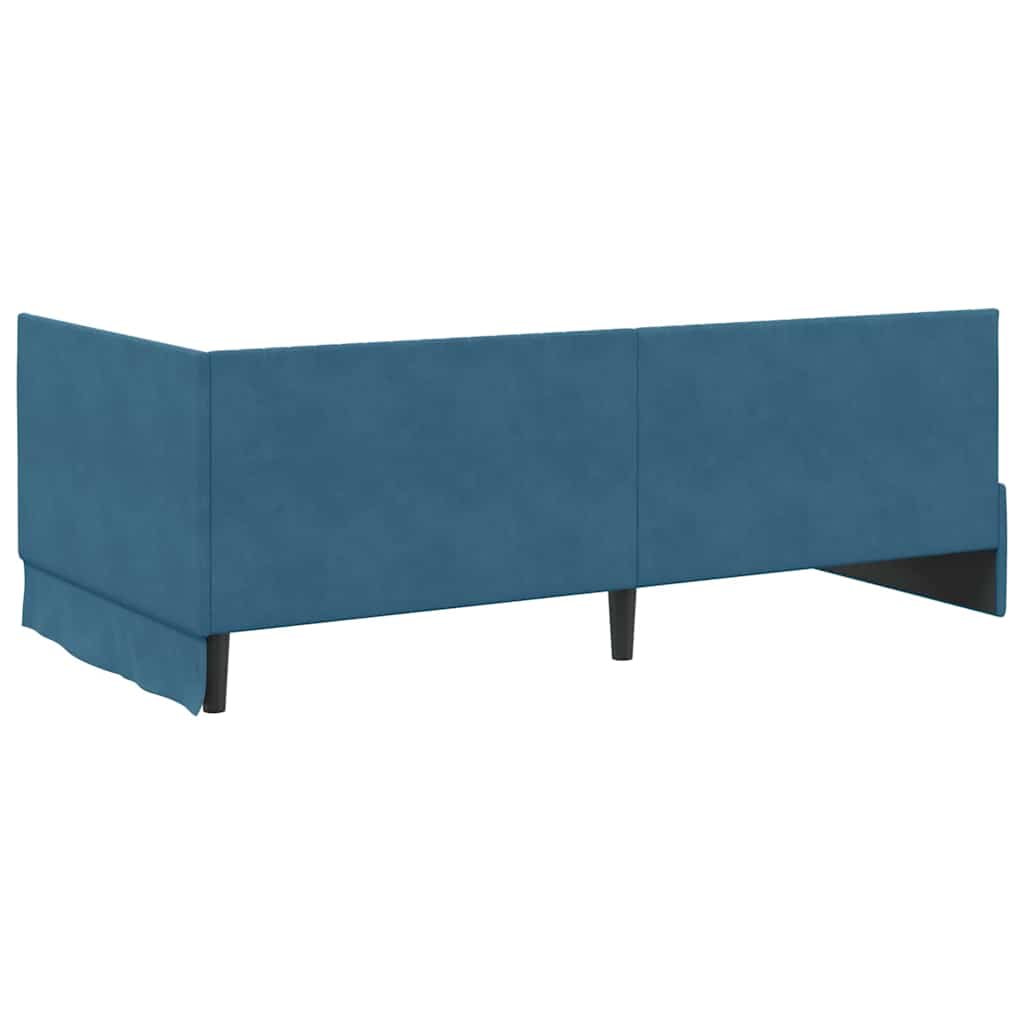 Cornice del letto ad angolo Blu 100 cm x 200 cm Velluto