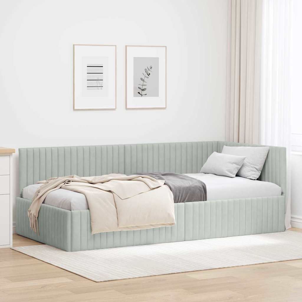 Cornice del letto ad angolo Grigio chiaro 100 cm x 200 cm | homemem39
