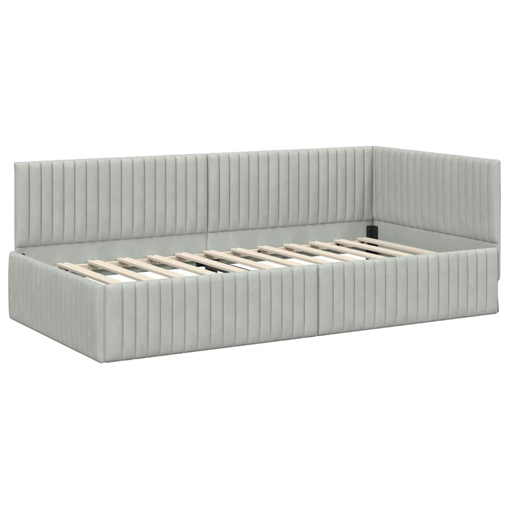 Cornice del letto ad angolo Grigio chiaro 100 cm x 200 cm | homemem39
