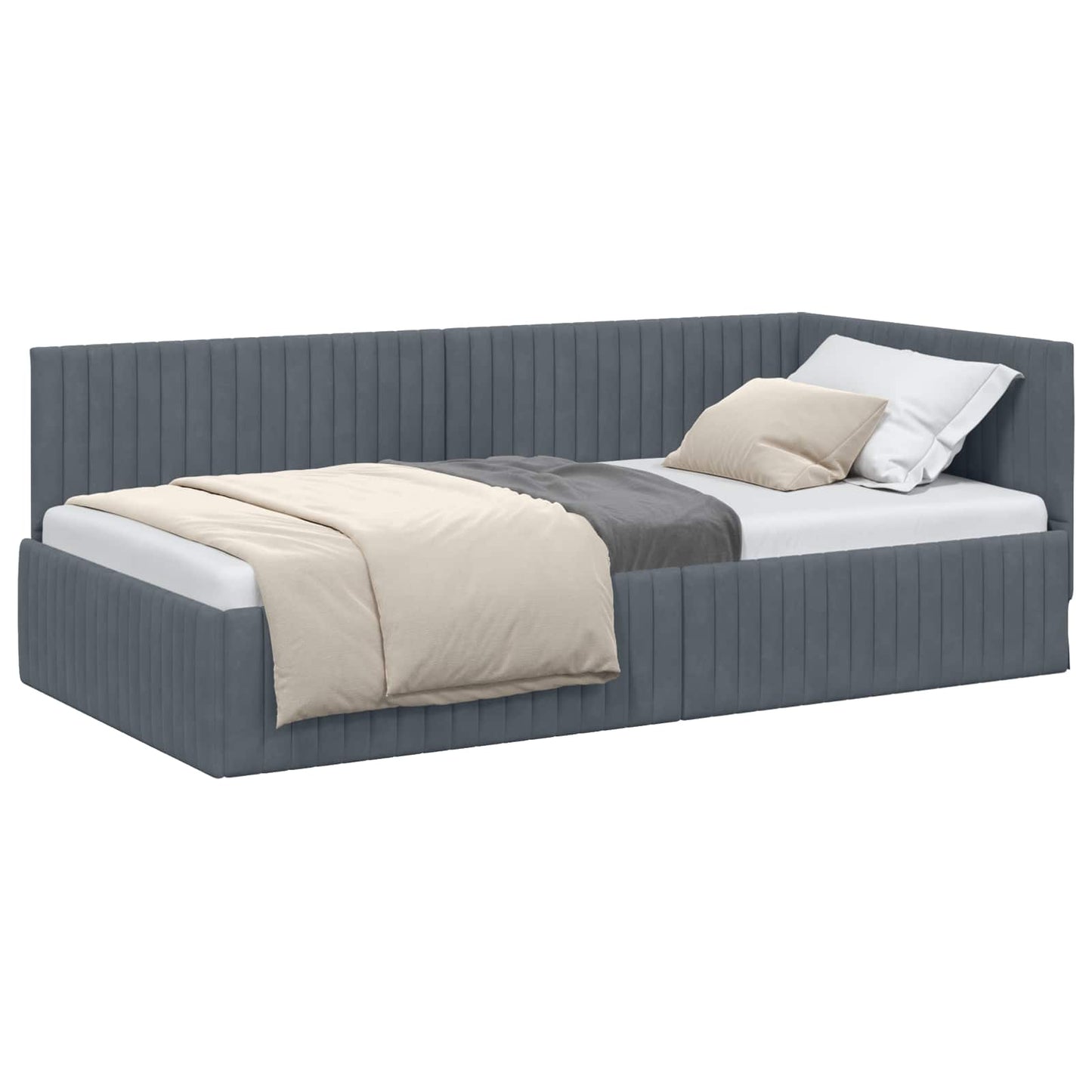 Cornice del letto ad angolo Grigio scuro 100 cm x 200 cm | homemem39