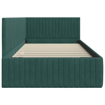 Cornice del letto ad angolo Verde Scuro 100 cm x 200 cm Velluto | homemem39