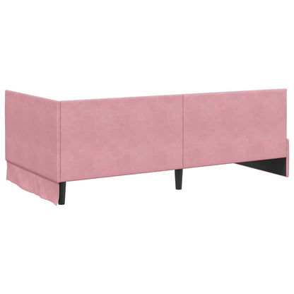 Cornice del letto ad angolo Rosa 100 cm x 200 cm Velluto | homemem39