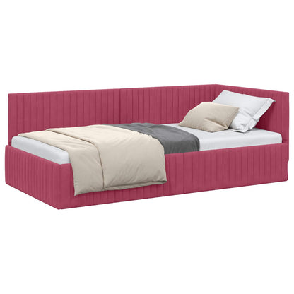 Cornice del letto ad angolo Rosso Vino 100 cm x 200 cm Velluto | homemem39