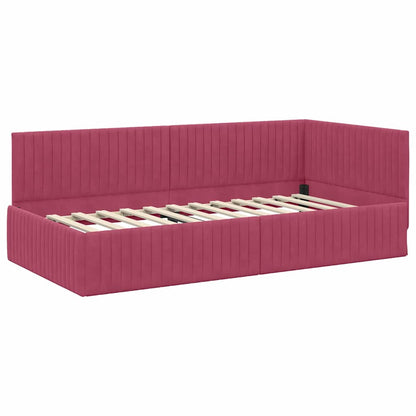 Cornice del letto ad angolo Rosso Vino 100 cm x 200 cm Velluto | homemem39