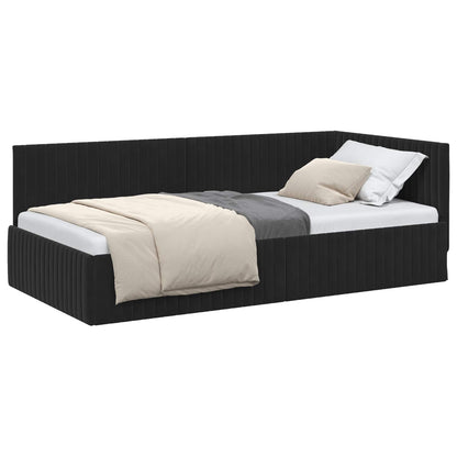 Cornice del letto ad angolo Nero 100 cm x 200 cm Velluto | homemem39